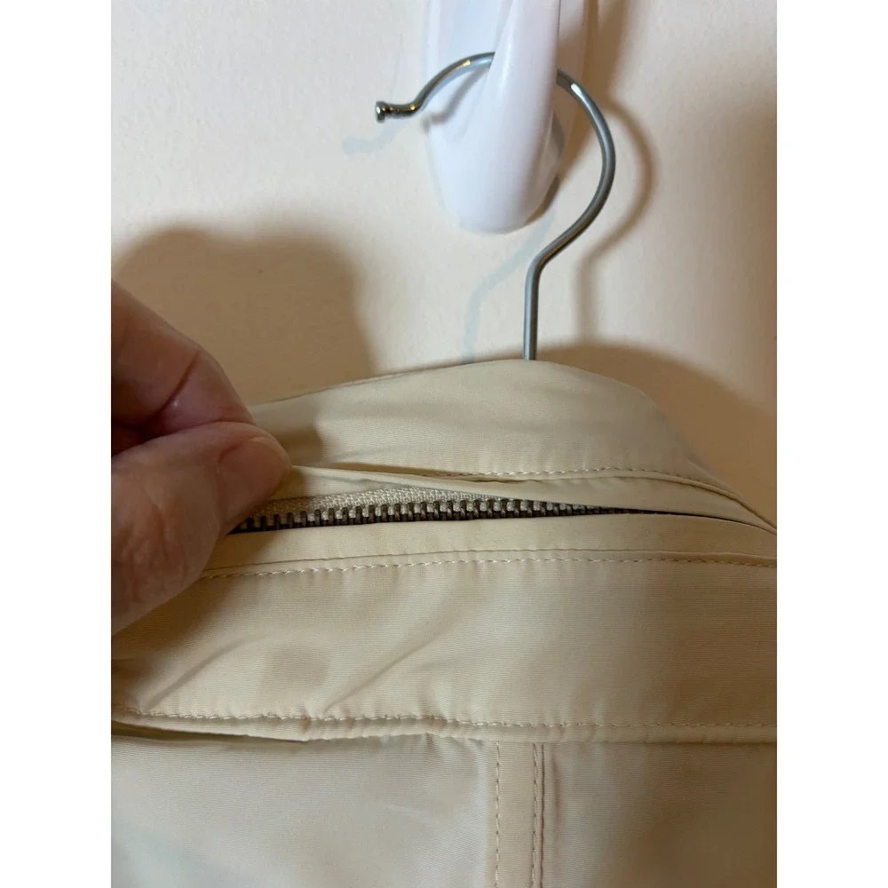 Lands End Mens XXL Field Jacket Beige Lightweight Utility Cargo Coat Full Zip
